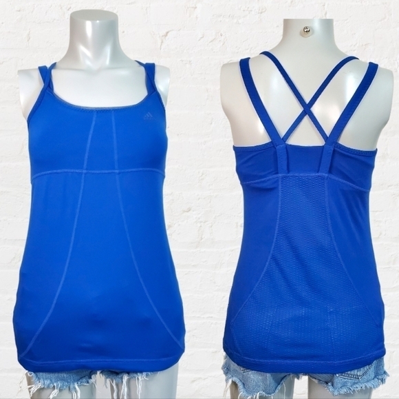 adidas Blue Strappy Tank Top with Built in Support Size S - Picture 1 of 12